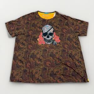 Robert Graham Men's 3XL Paisley Abstract Skull Rose Art Graphic T Shirt Cotton
